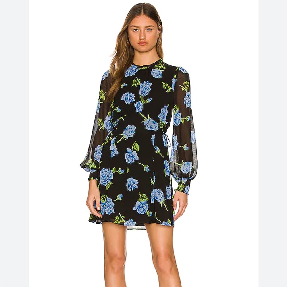 NWT FREE PEOPLE SAMANTHA BLUE FLORAL DRESS XS RET $148 LACE UP